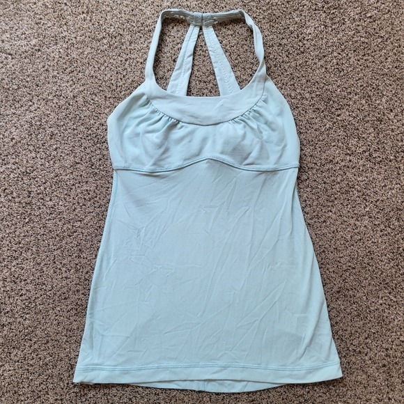 Lululemon Womens Tank Top 4 Scoop Me Up Aquamarine Blue Athletic Workout Halter - Picture 1 of 10
